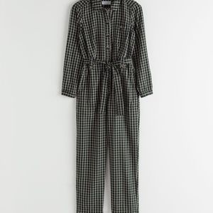 & OTHER STORIES Lyocell Belted Check Jumpsuit 0